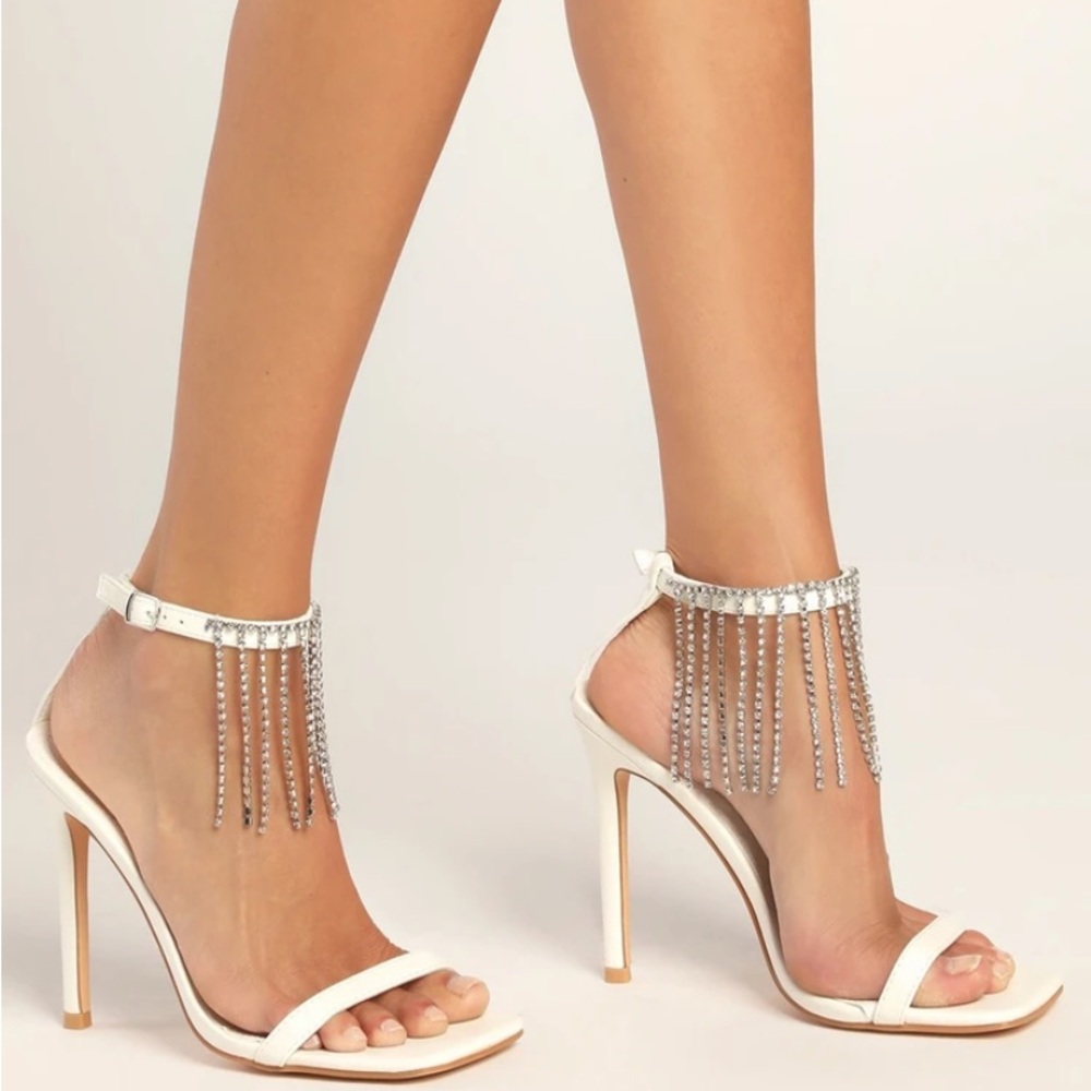 Elegant White Stiletto Heels with Silver Accents